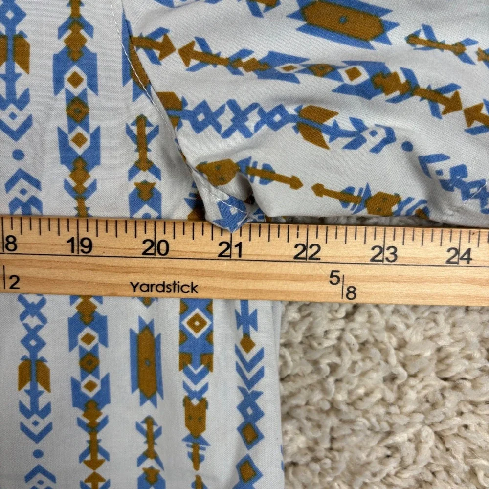 The North Face Mens Button Up Large White Aztec Geometric Short Sleeve Gorpcore